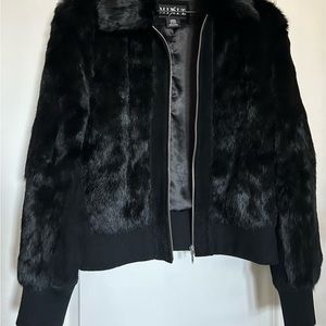 Mixit Black Rabbit Fur Full Zip Collared Jacket Junior Size L